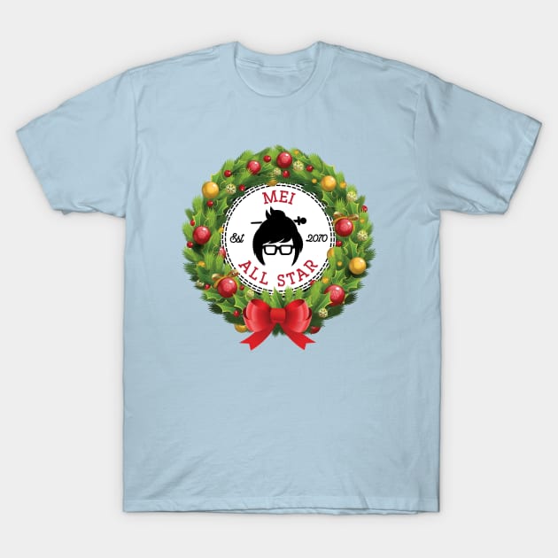Christmas All Star Overwatch Mei Wreath T-Shirt by Rebus28
